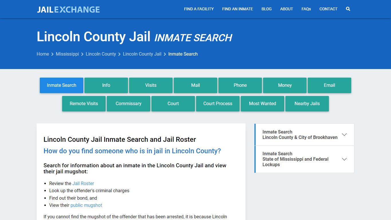 Inmate Search: Roster & Mugshots - Lincoln County Jail, MS - Jail Exchange